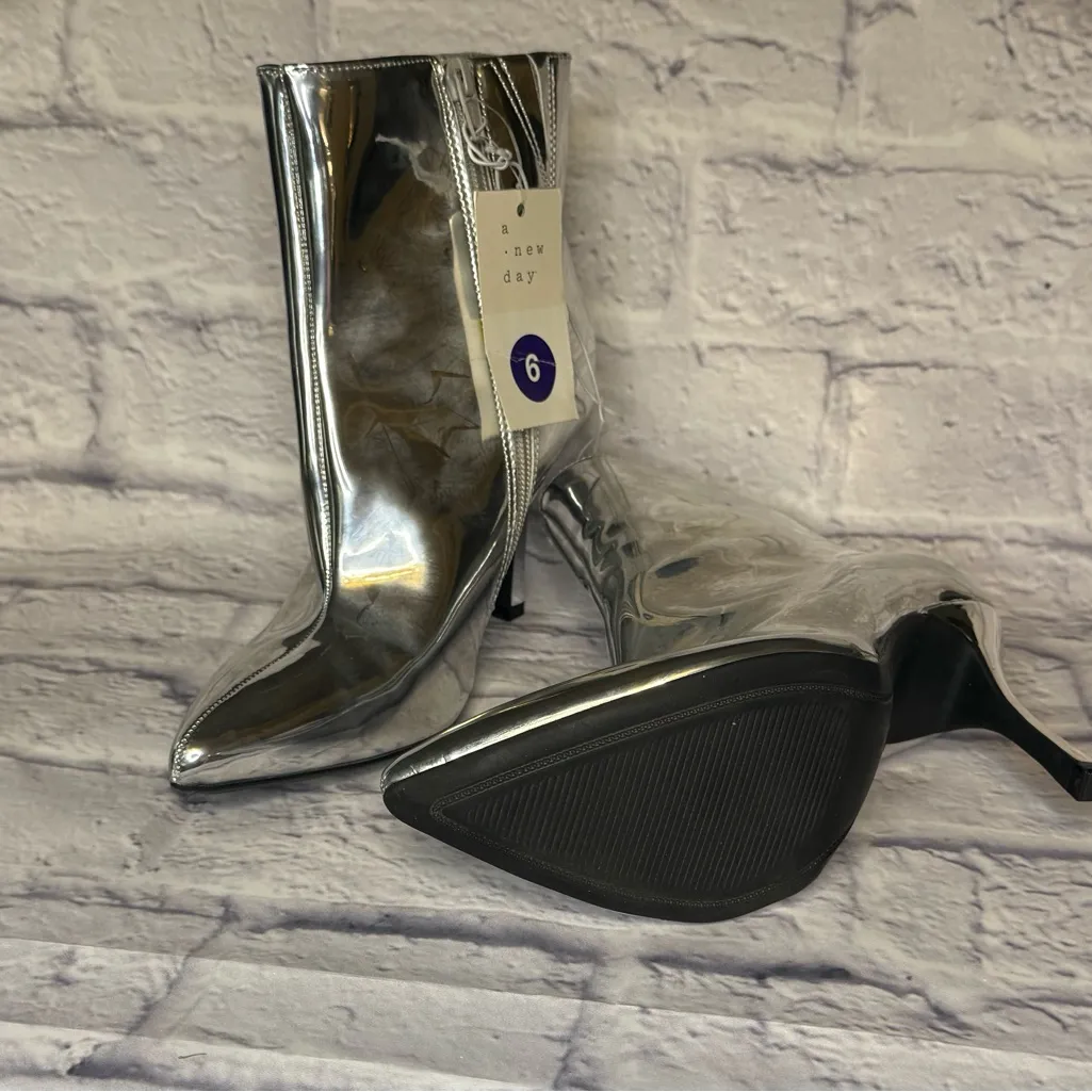 a new day Metallic Silver Heeled Boots - Image 2