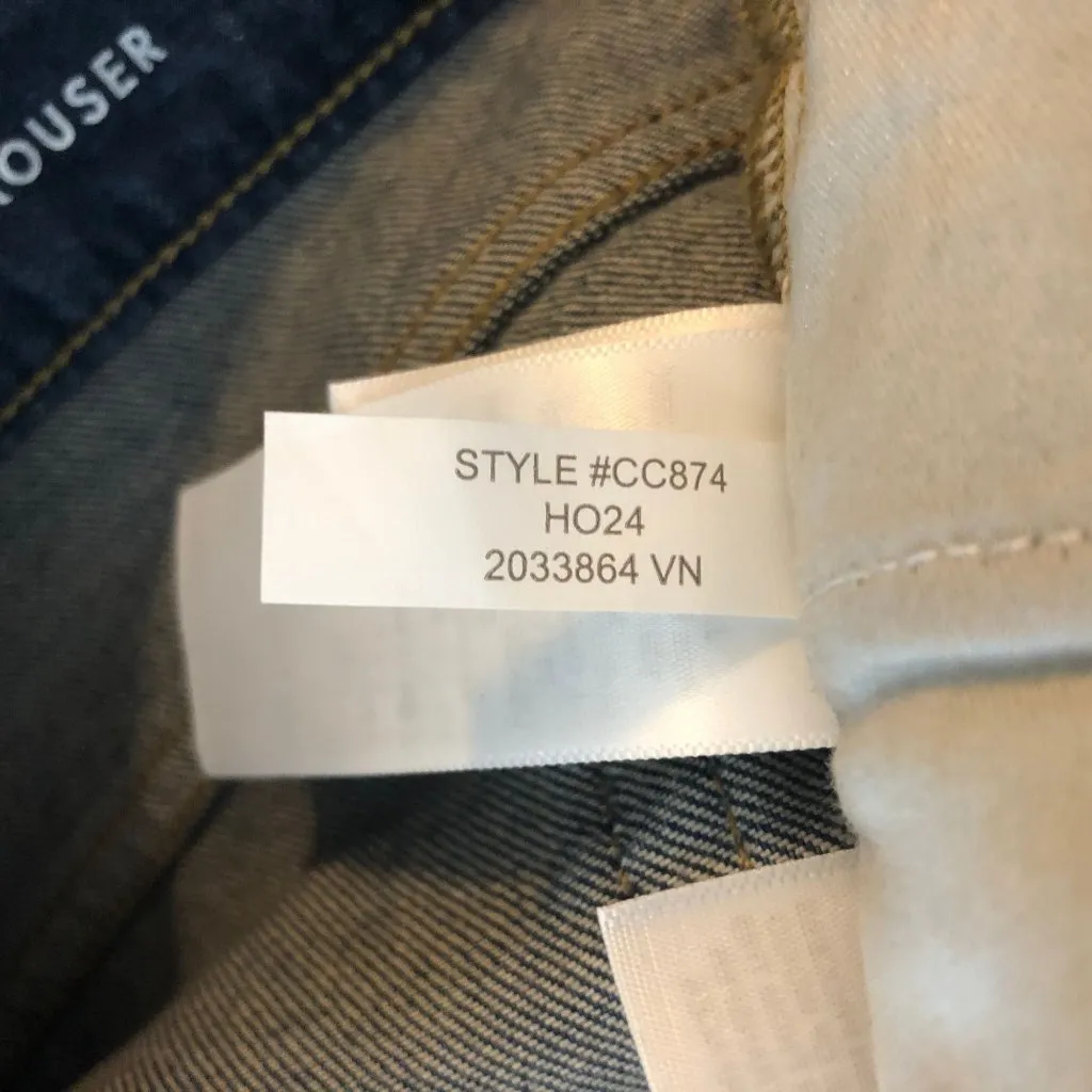 J. Crew Trouser Wide Leg Jeans In 1996 Semi-Stretch Denim Low Rise Dark Wash 29T - Image 6