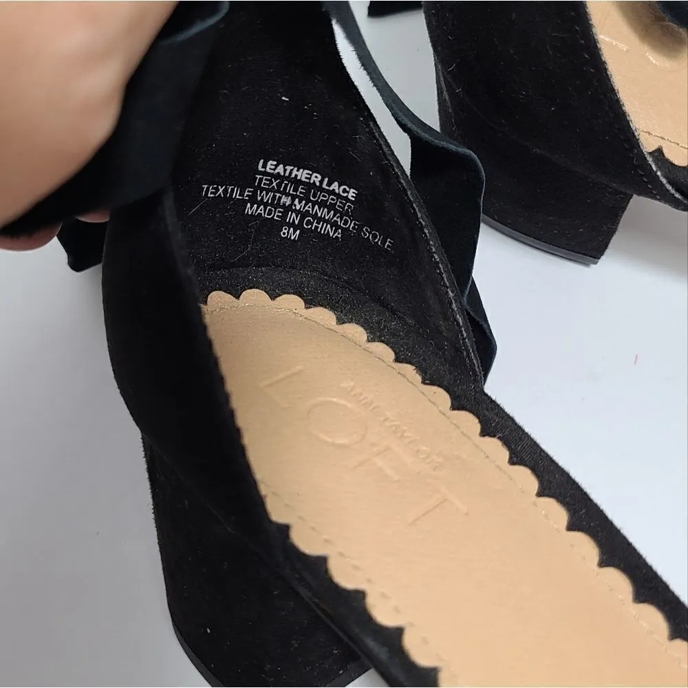 LOFT Lace Up Black Open Toe Sandals Size 8 - Image 6