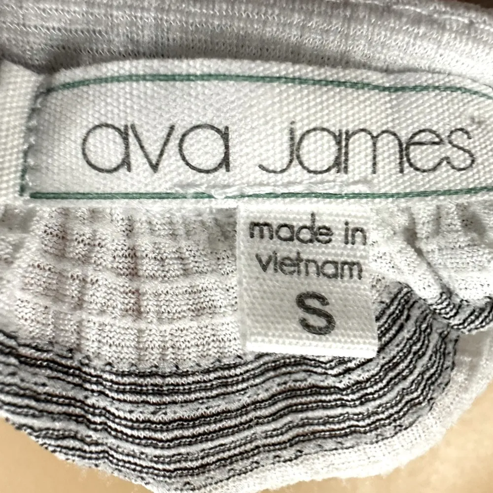 Ava James White Gray Slit Neck A Line Sleeveless Striped Flowy Tank Blouse Small - Image 4