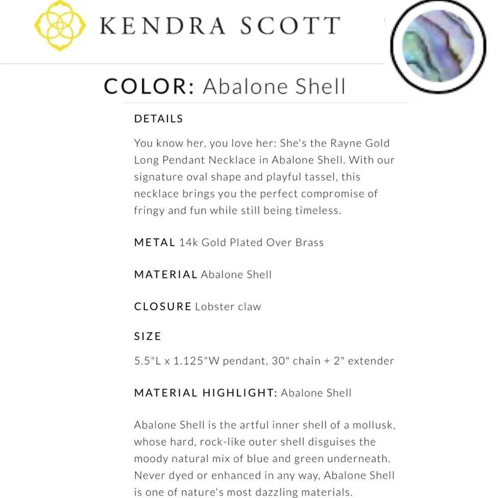 Kendra Scott Rayne Blue Abalone Goldtone Necklace - Image 16