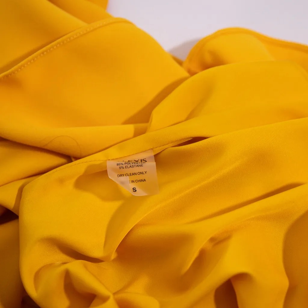 Alexis Prague Gold Medal Hardware Backless Mock Neck Maxi Long Dress Yellow S - Image 3