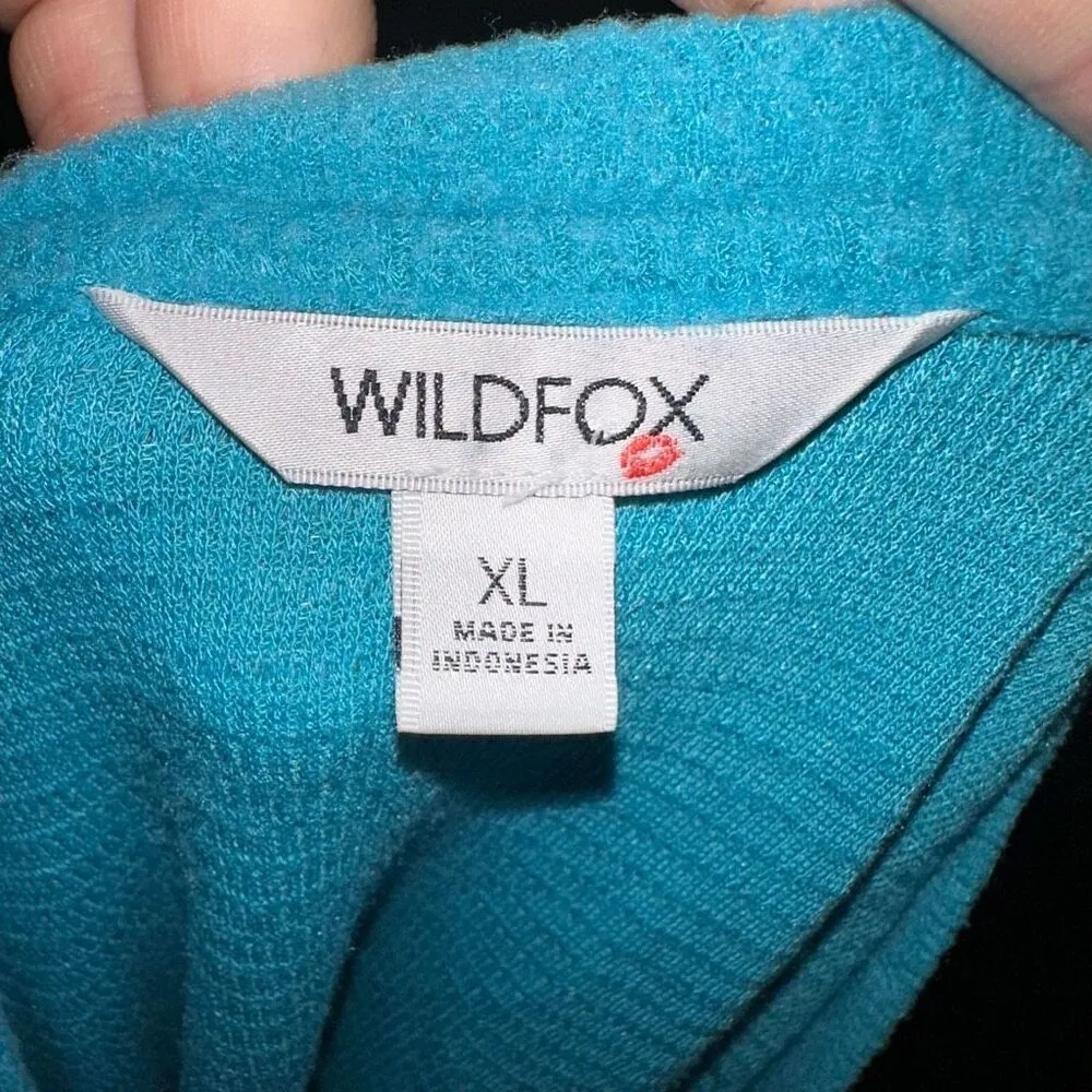 Wildfox  v-neck cozy oversized turquoise super soft xl top - Image 3