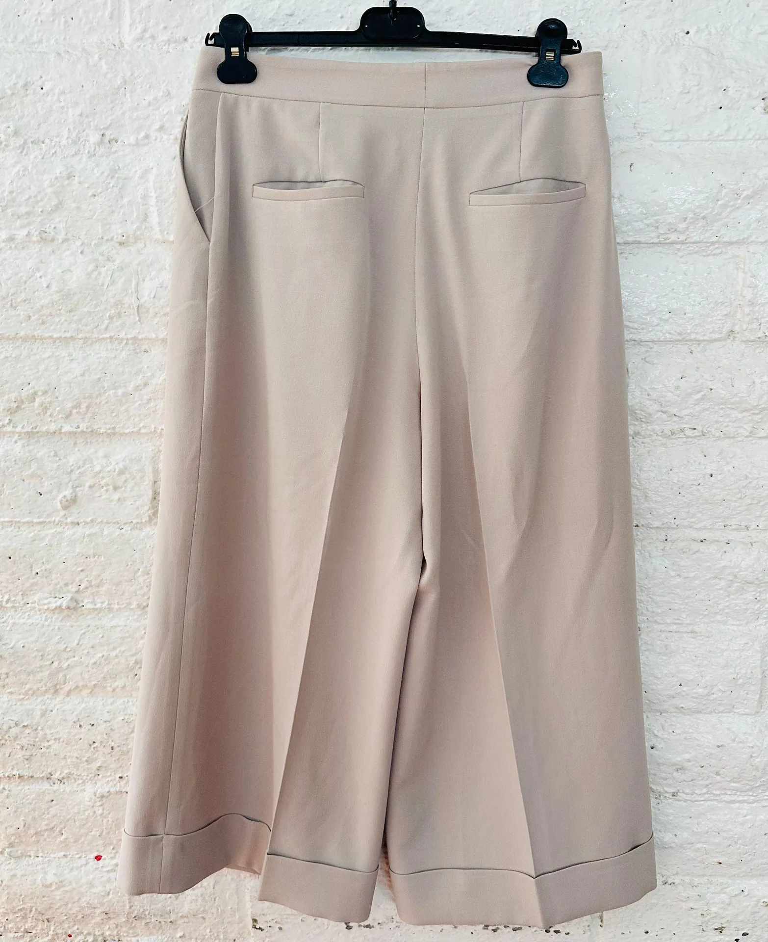 Womens  Cuffed Cullottes Work to Evening Pants Solid / Size 8 Beige - Image 14