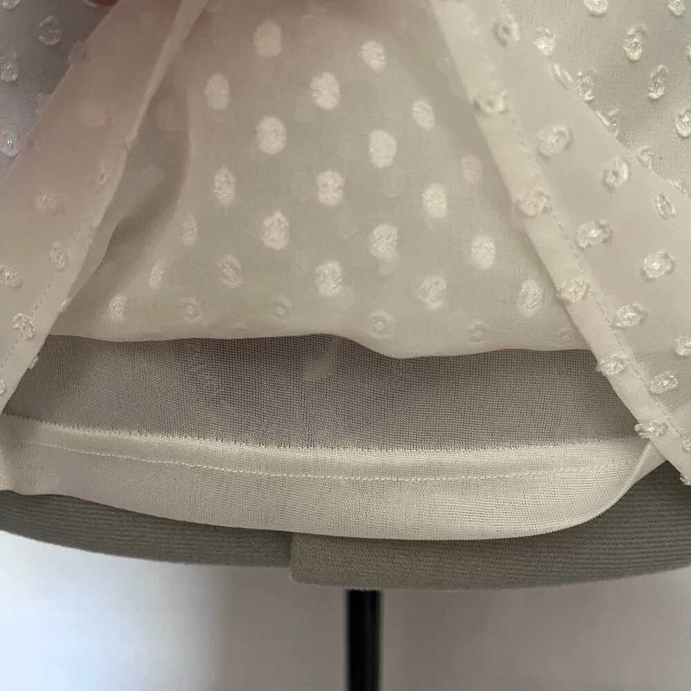 KRAZY KAT Popover Womens Blouse 2XL White 3D Polka Dot Ruffle Cottage Core Fairy - Image 8