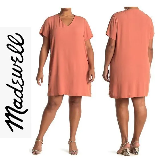 Madewell Side Button Easy Dress Sweet Dahlia NWT - Image 2