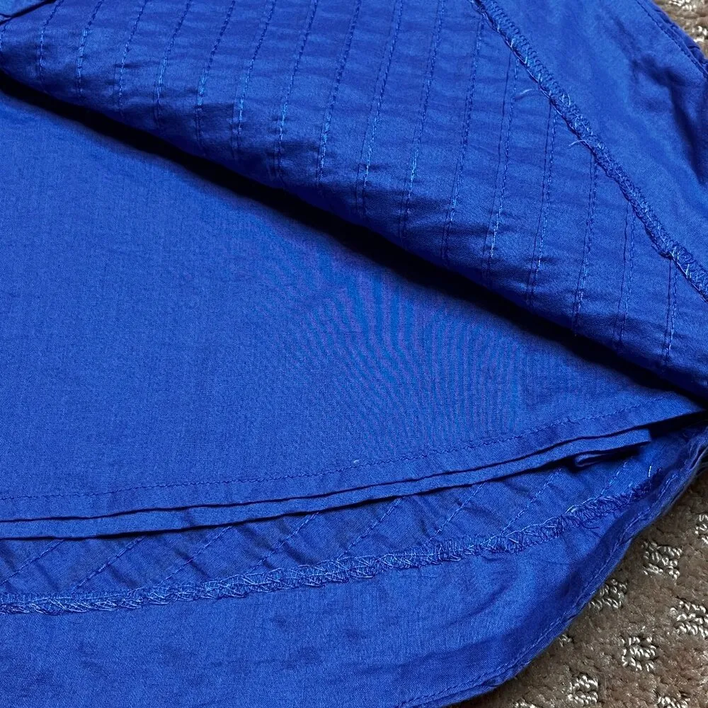 J CREW Dress  Periwinkle Blue Cotton V-neck Sleeveless Pleated Chevron SZ 4 - Image 11