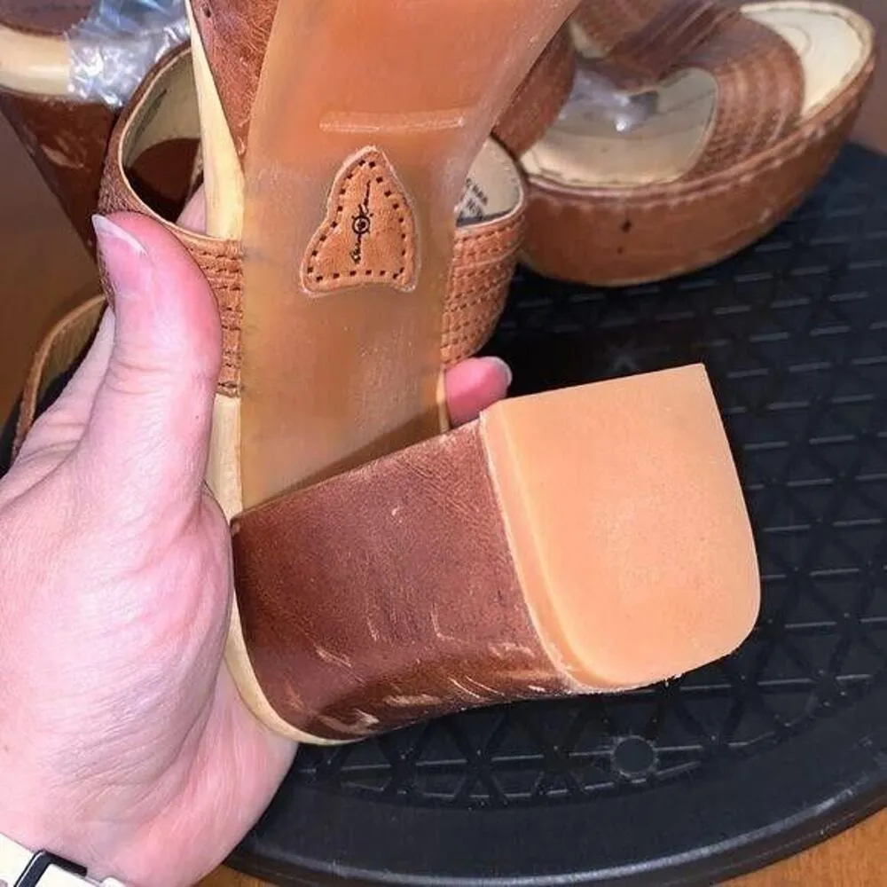 BOC Born Crown Womens Leather Sandals High Heeled Platform Strappy Summer Size 9 - Image 10