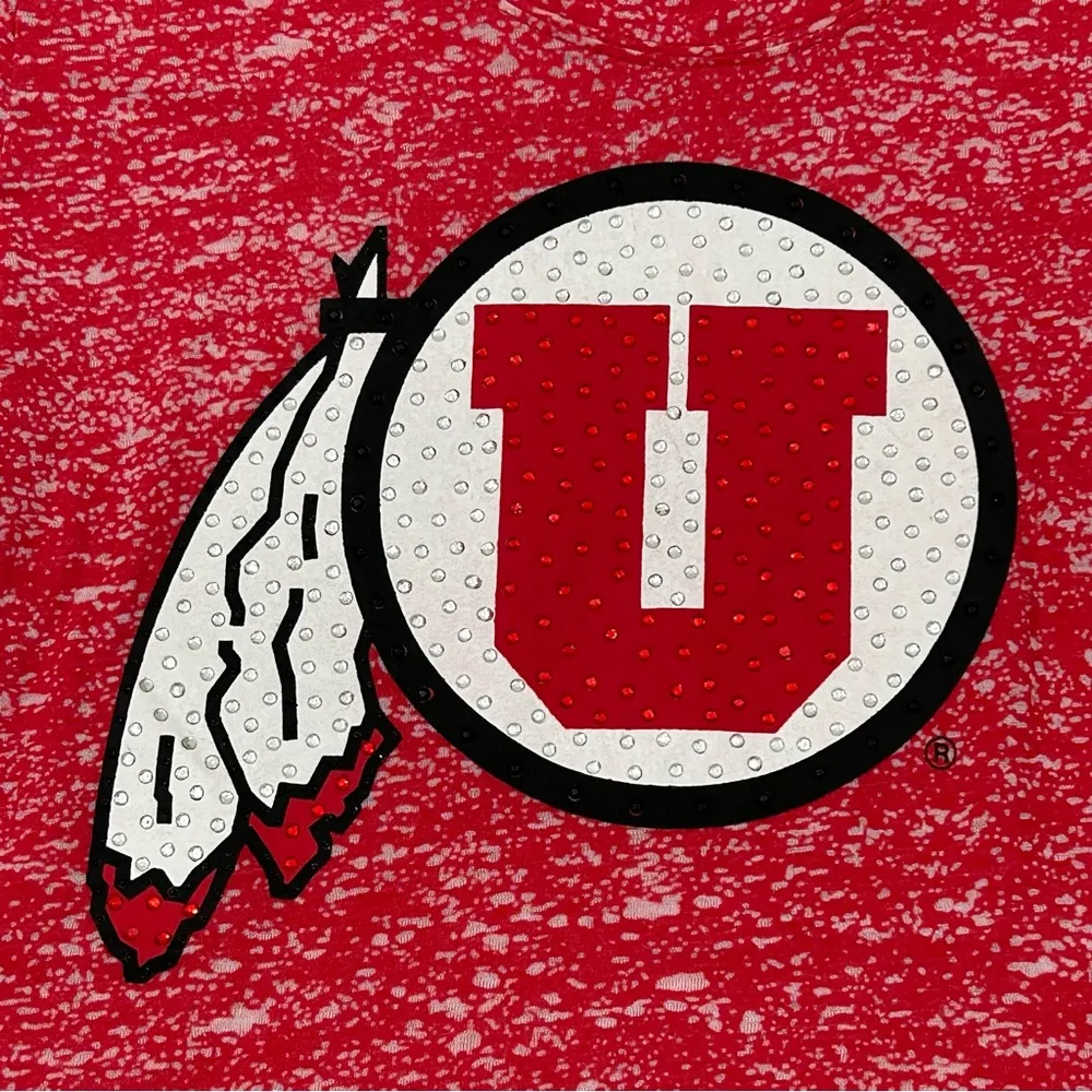Colosseum NCAA Utah Utes Red White Specked Bedazzled Graphic Logo Shirt Womens M - Image 2