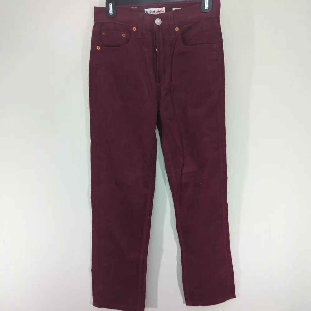 RE/DONE Corduroy Pants NWT Burgundy Red USA High Rise Stovepipe - Image 2