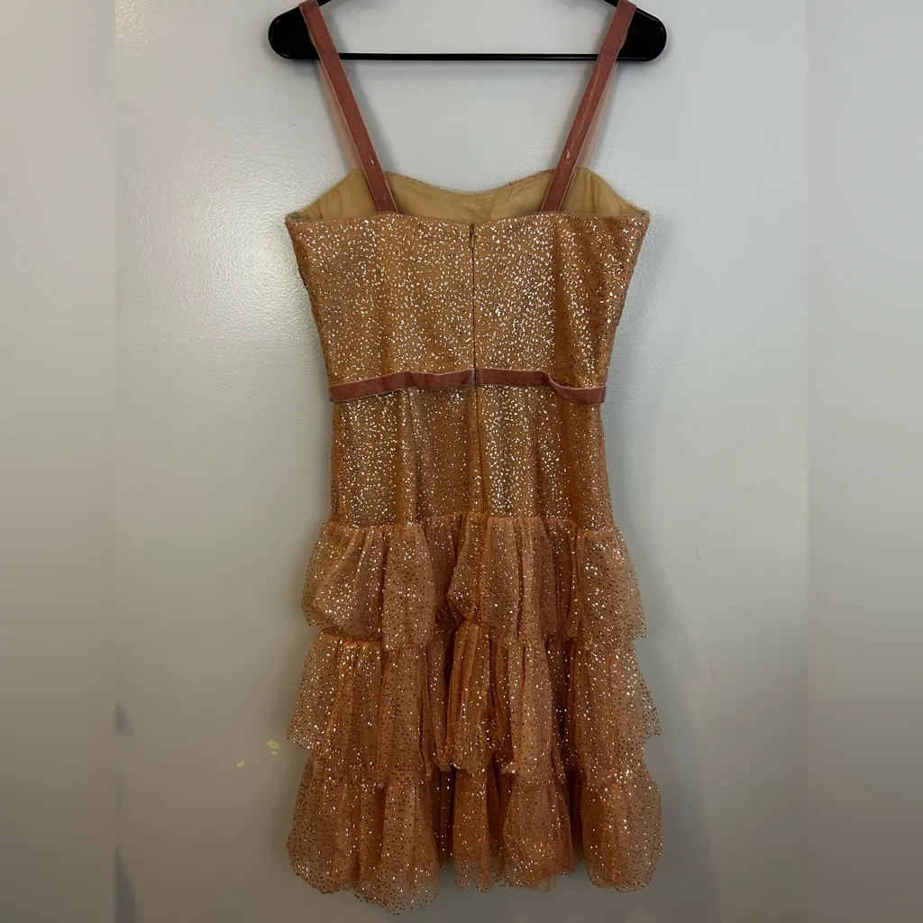 NWT Marchesa Notte Glitter Tulle Cocktail Dress in Rose Pink Gold Size 6 - Image 10