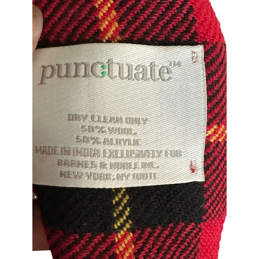 Punctuate Wool & Acrylic Red Plaid Scarf With Fringe Neck Warmer Fall Winter 82" - Image 7