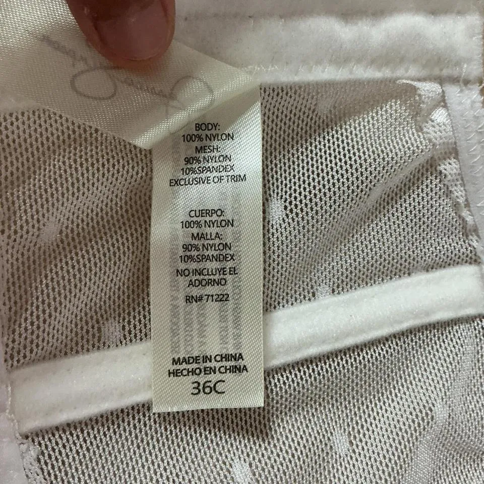 Jessica Simpson White Floral Lace Corset Bra Bustier‎ 36C Underwire Boning Mesh - Image 3