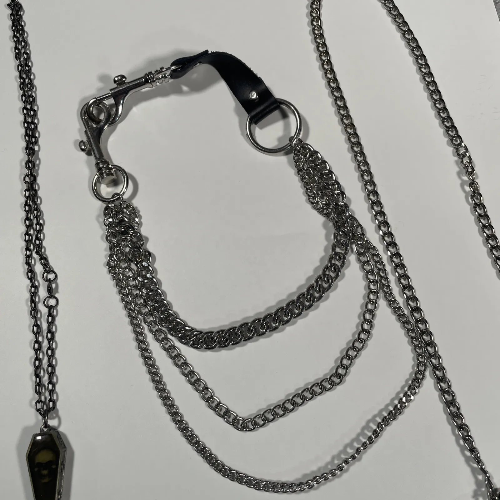 VINTAGE LOT OF Goth Collar Necklace Black Chain Choker Punk Emo Coffin Hot Topic - Image 2