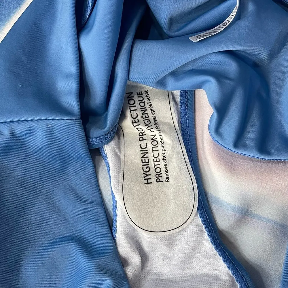 Kyodan Medium Swim Skort UPF 40 Watercolor Elastic Waist Stretch Blue Pink New - Image 5