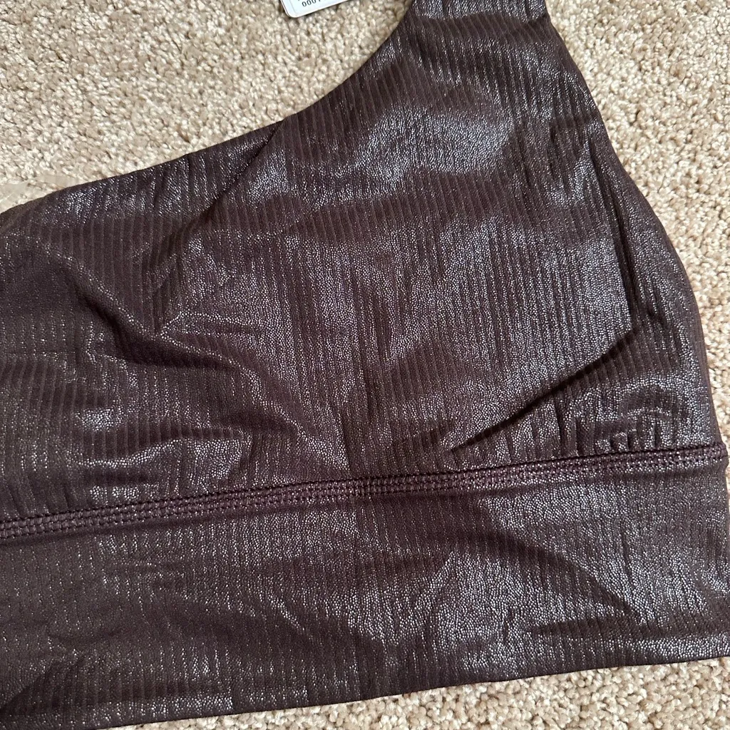 Lululemon Align Asymmetrical Ribbed‎ Shine Bra NWT Espresso Size 2 - Image 4