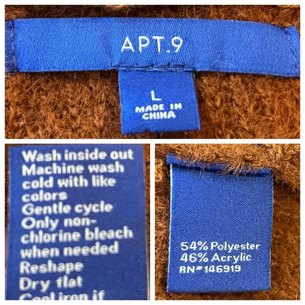 Apt. 9 Sweater V-neck Oversized Long Sleeves Soft Dark Orange Women’s Size Large - Image 9