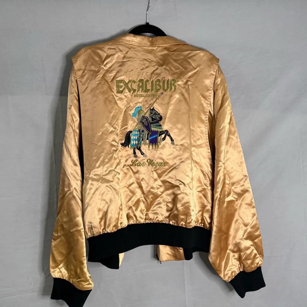 VTG Excalibur Hotel Casino Las Vegas Copper Gold Bomber Jacket Vintage Size XL - Image 2