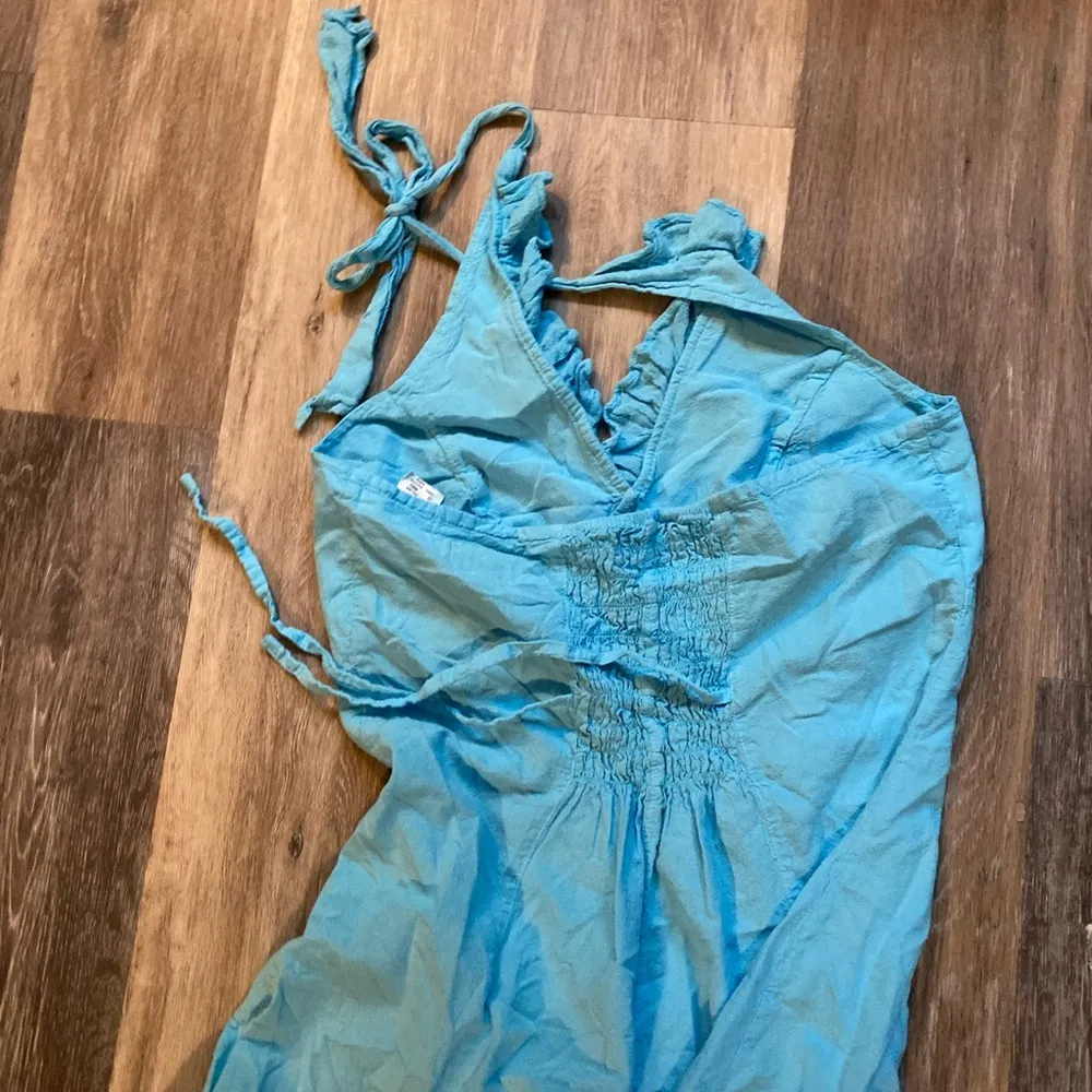 Scully Asymmetrical‎ Ruffle Halter Western Midi Blue Dress Size XL 100% Cotton - Image 7