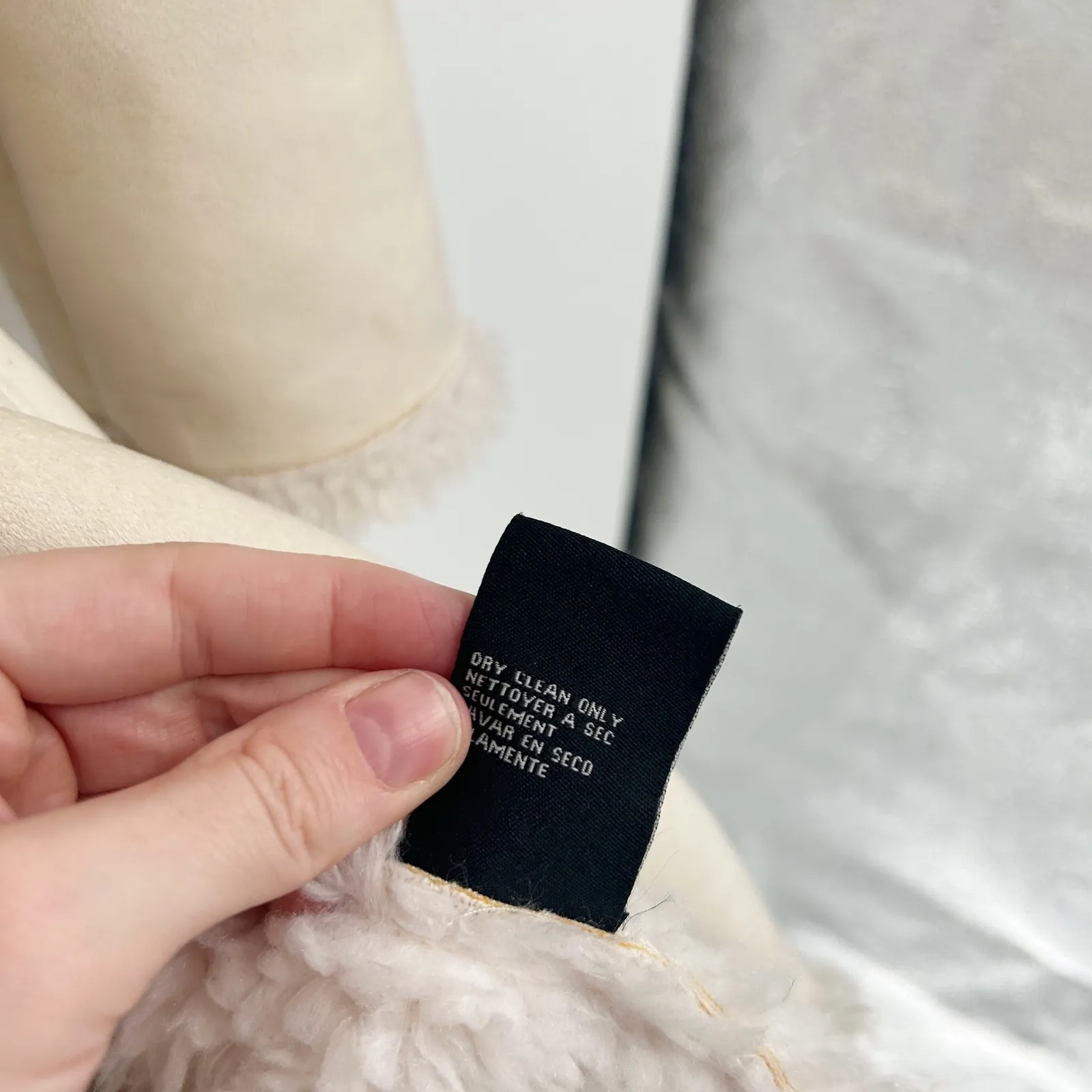 Bebe Womens Vintage Y2K Faux Suede Sherpa Lined Penny Lane Jacket Coat Beige - Image 8