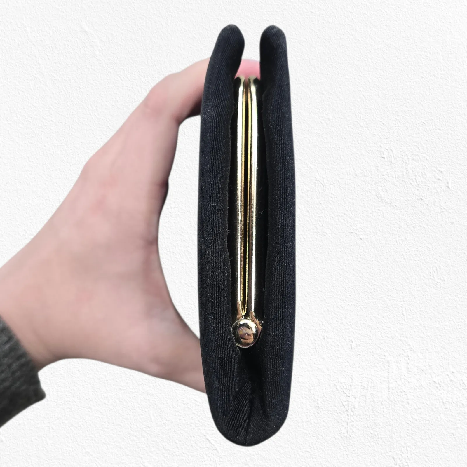 1940s Black Evening Clutch Kiss Lock Vintage Formal Handbag USA - Image 5