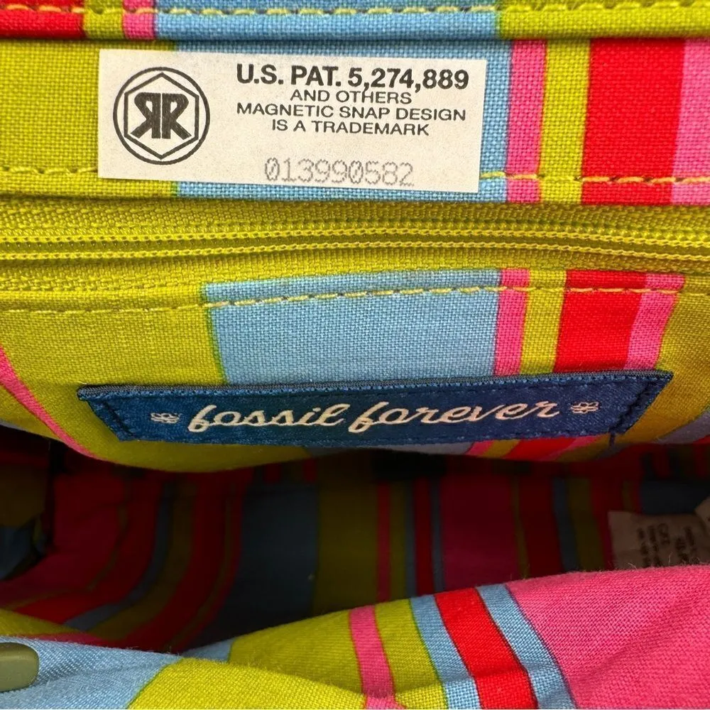 Fossil‎ Forever Faux Straw Beach Vacation Tote Shoulder Bag Large Cream Red - Image 8