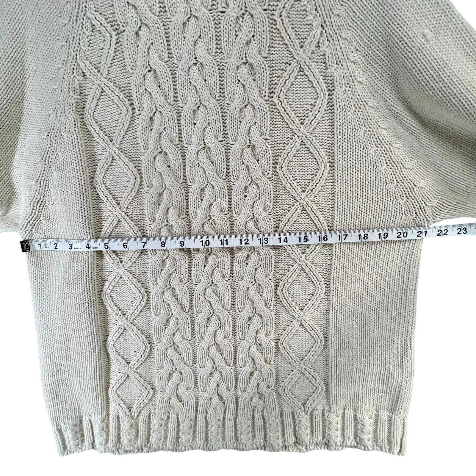 The Limited Y2K Sweater M Cream Cable Knit Fisherman Rory Gilmore Alternative - Image 9