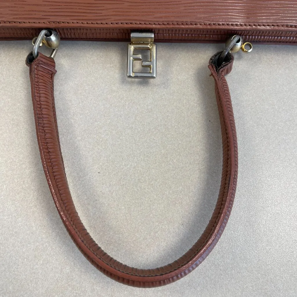 Fendi Vintage Brown Epi Leather Top Handle Bag - Preowned - Image 10