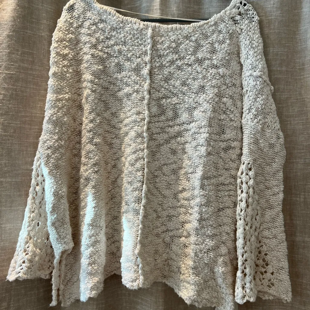 Free People Cream V-Neck Sweater - Image 3