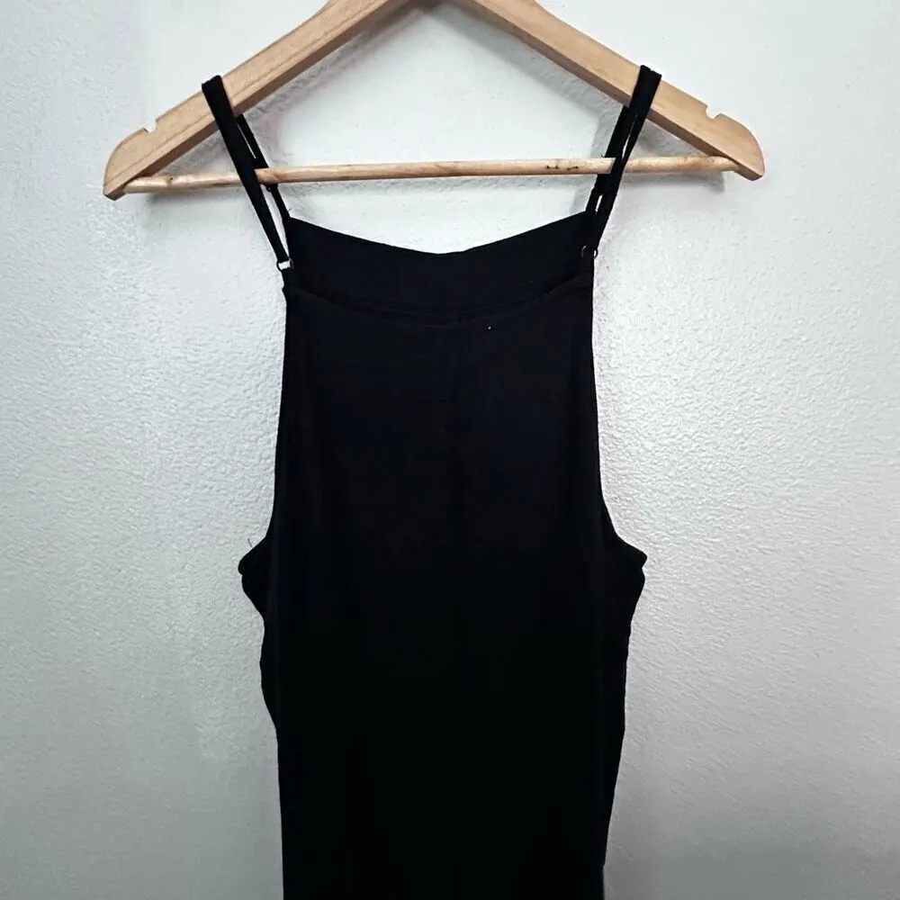 CARLY JEAN LOS ANGELES | Black Jumpsuit Wide Leg Cropped Linen Blend | Small - Image 7