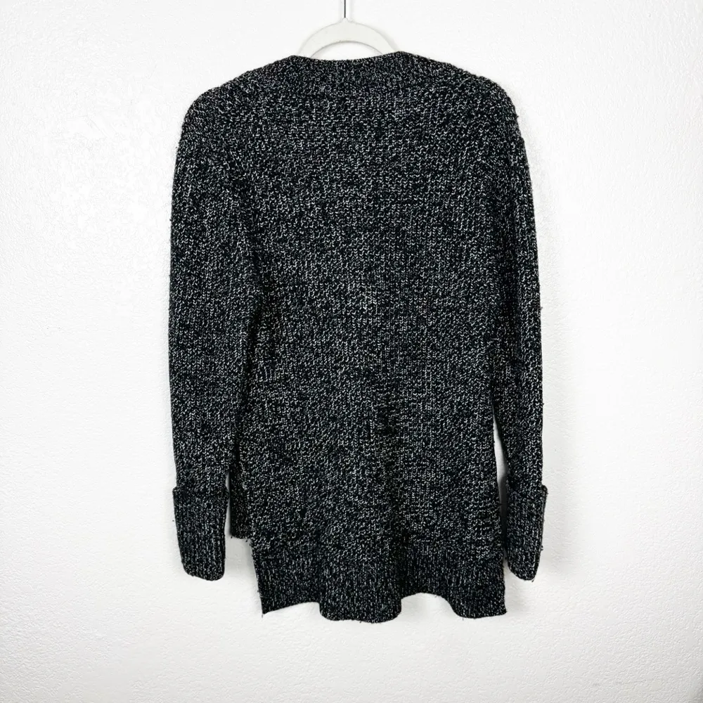 Athleta Shasta V-Neck Sweater Wool Blend Hi Low Black Marl Size XXS - Image 6