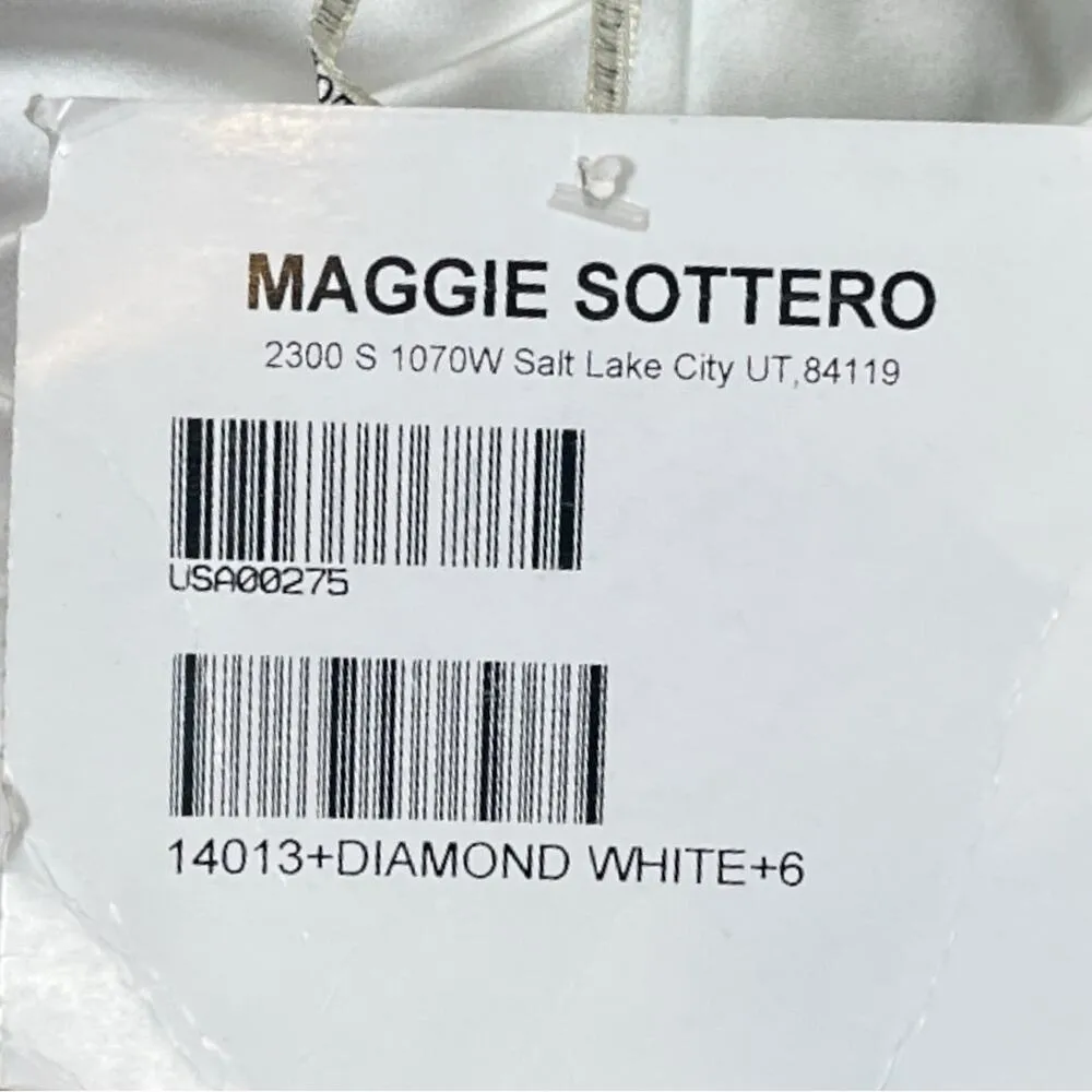 Maggie Sottero New Wedding Gown Hi Low Satin Rhinestone Diamond White Size 6 - Image 12