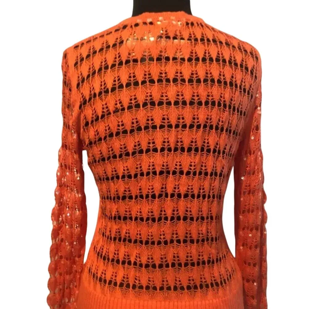 Cache Peek A Knit Sequin Kissed Sweater Top New Cardigan Tussan Silk $118 NWT - Image 5