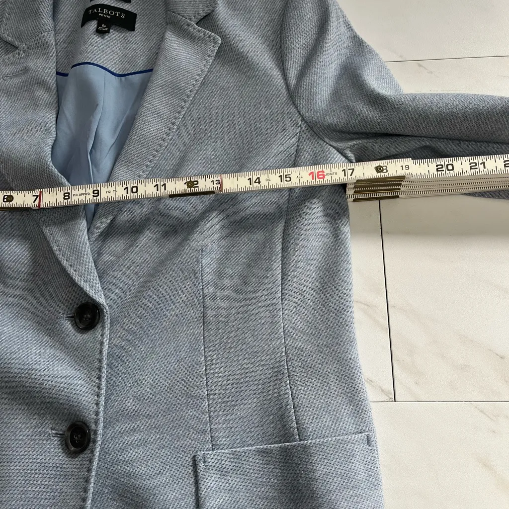 Talbots Petite Aberdeen Light Blue Textured 2 button lined blazer size 6 - Image 7