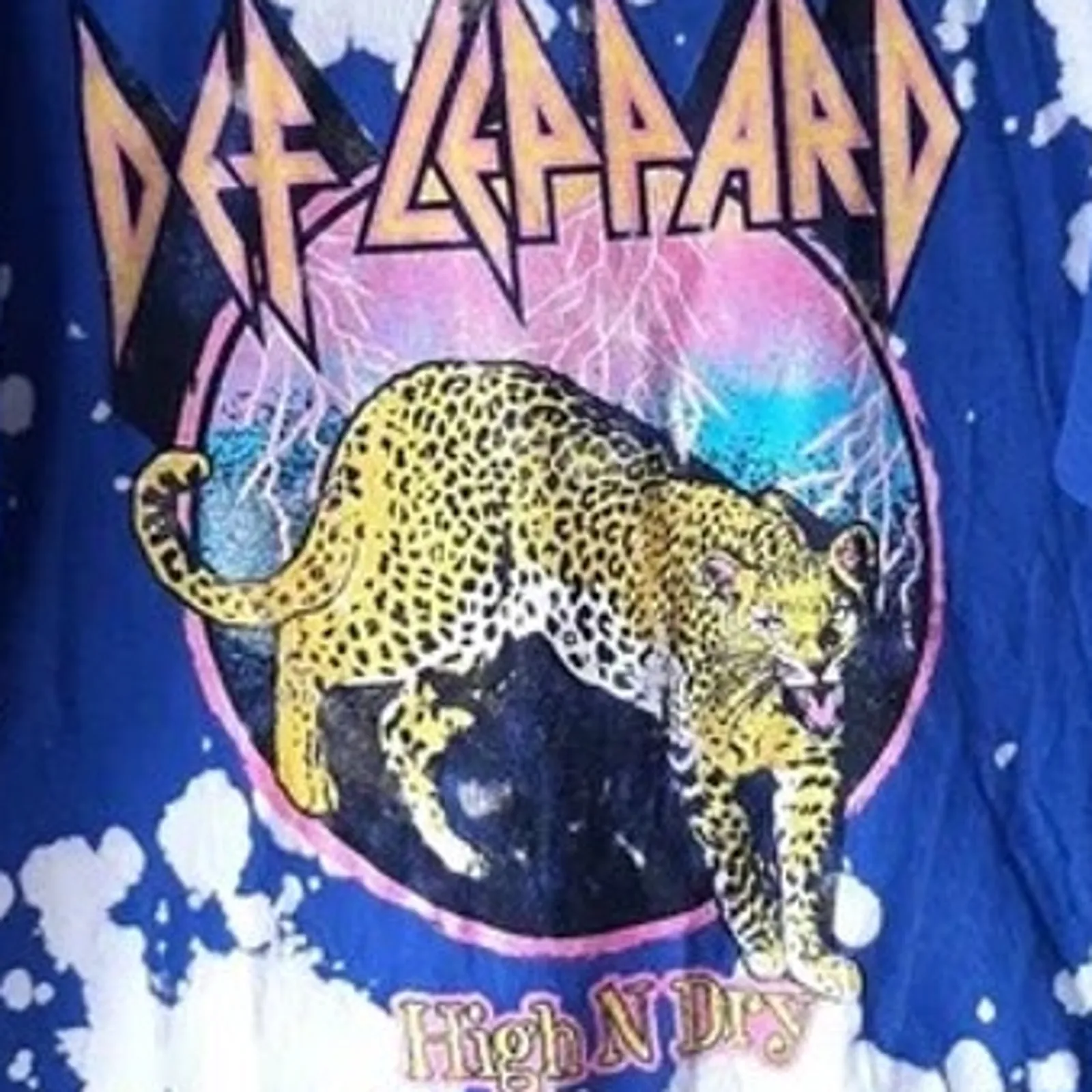 Def Leppard Vintage Style High N Dry Tie Dye Tiger Graphic Unisex T Shirt M Blue - Image 2