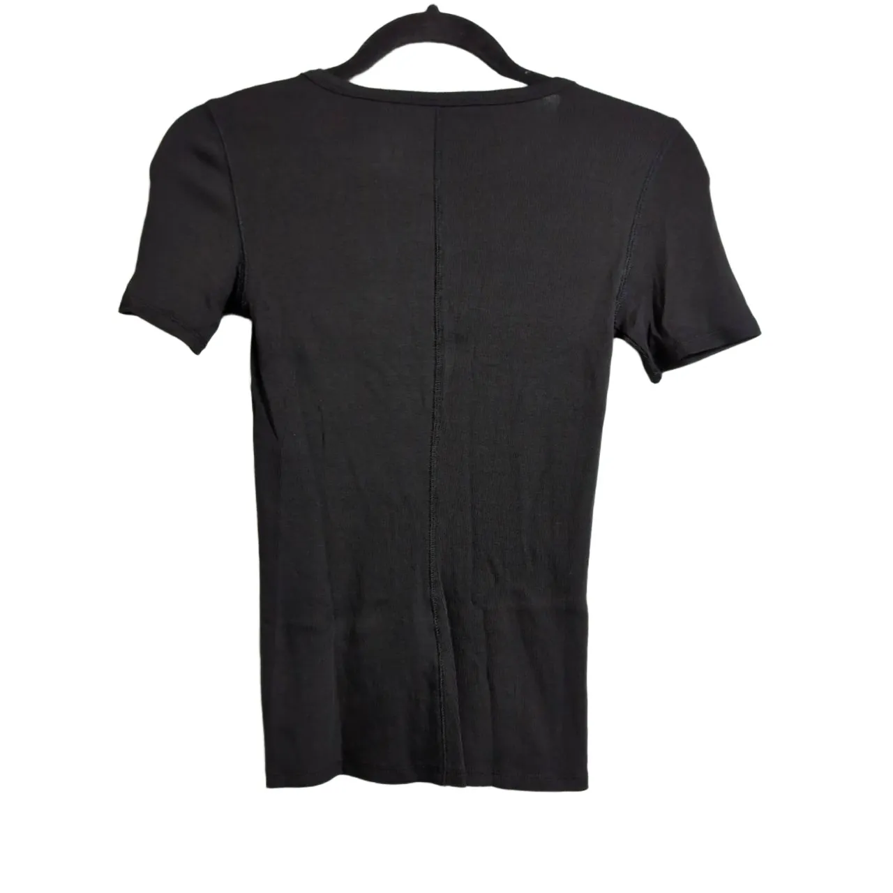 NWT Everlane Black Short Sleeve Ribbed Knit Crew Neck T-Shirt XS - Image 3