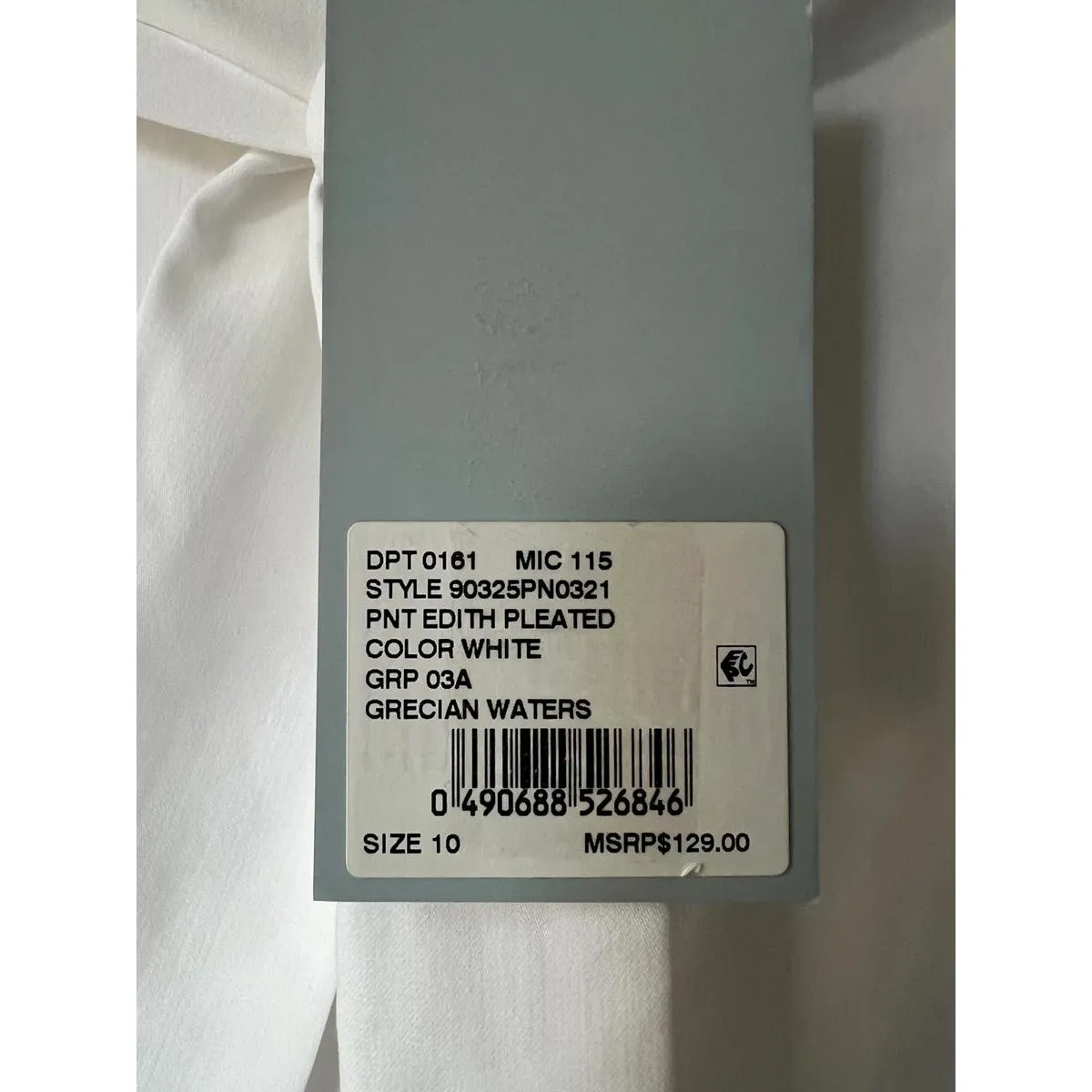 Antonio Melani Edith Pleated White Women's Pants Size 10 - Image 3