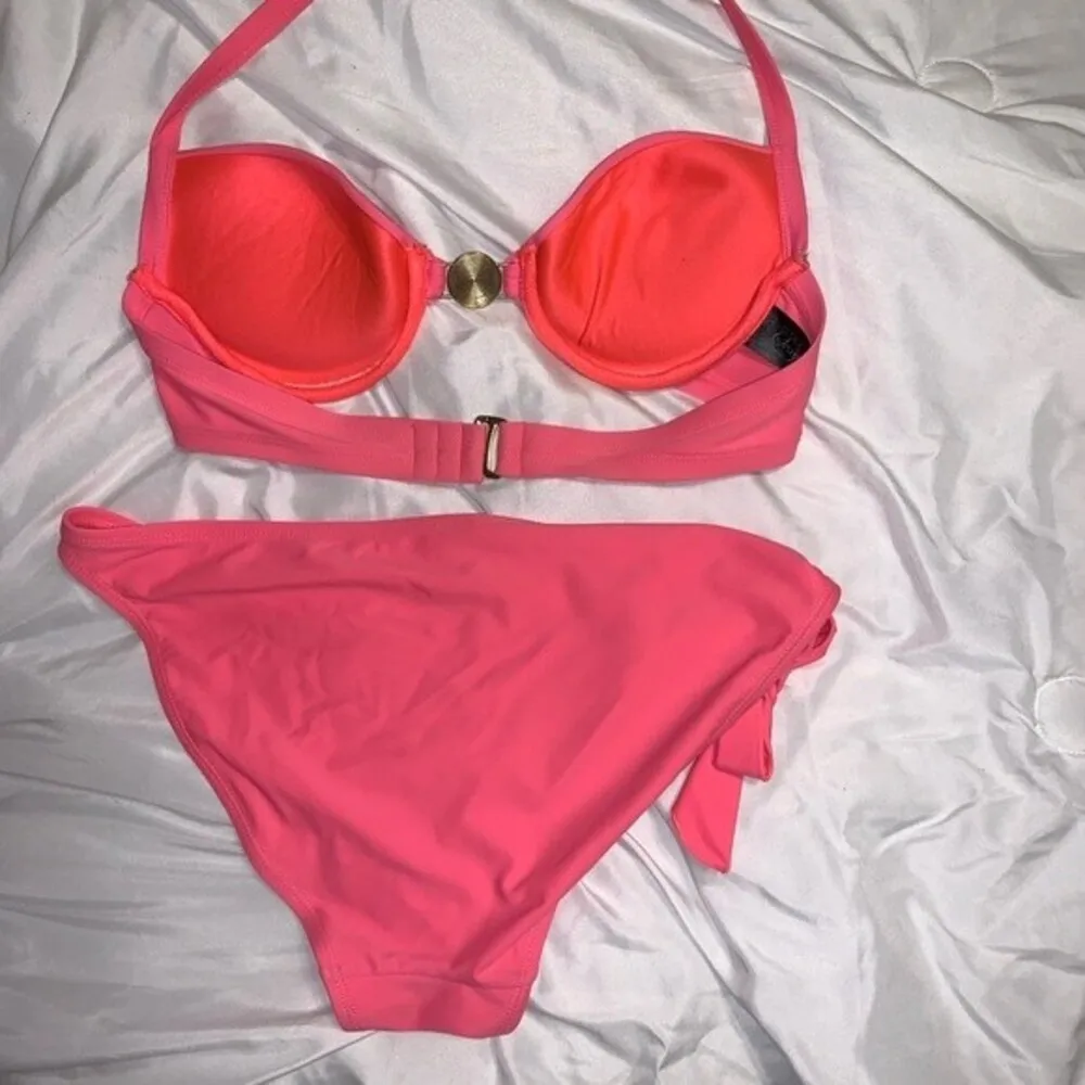Smart & Sexy coral pink 2 piece halter bikini set women's size 34B & Large - Image 2