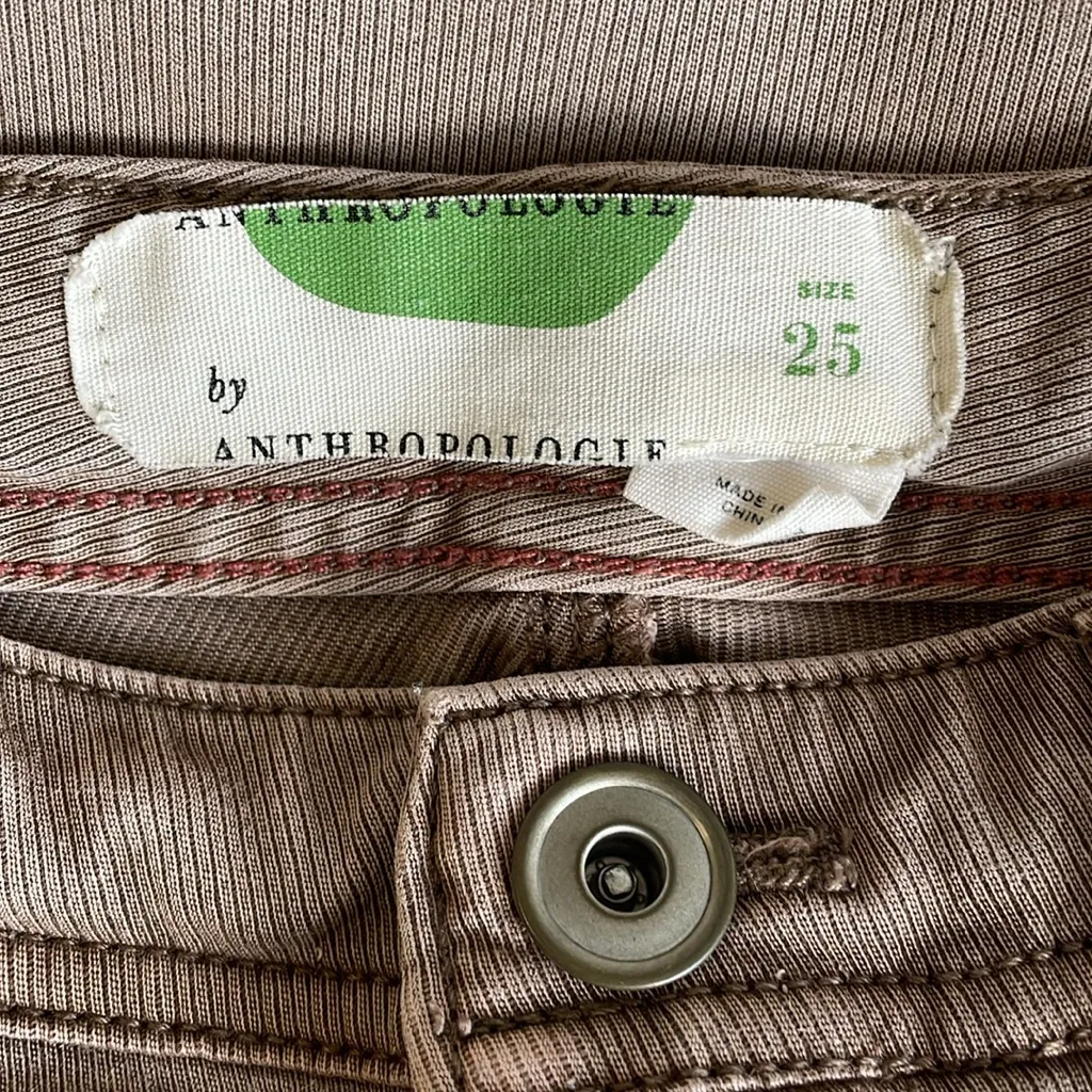 Anthropologie Taupe Tapered Utility Casual Ankle Pants with Button Accents - Image 4