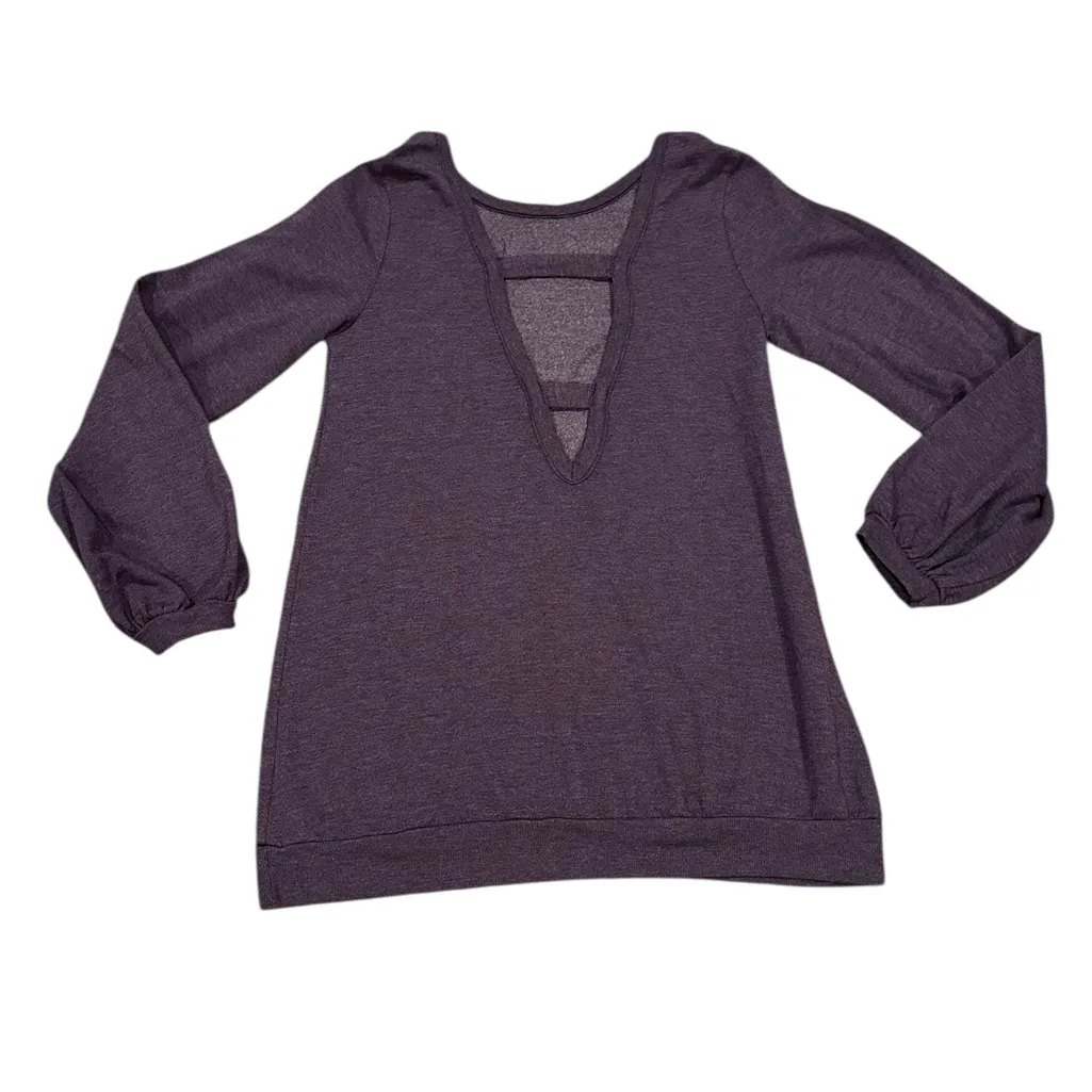 CHASER Purple Metallic Cross Back Sweatshirt Pullover Top Size S - Image 4