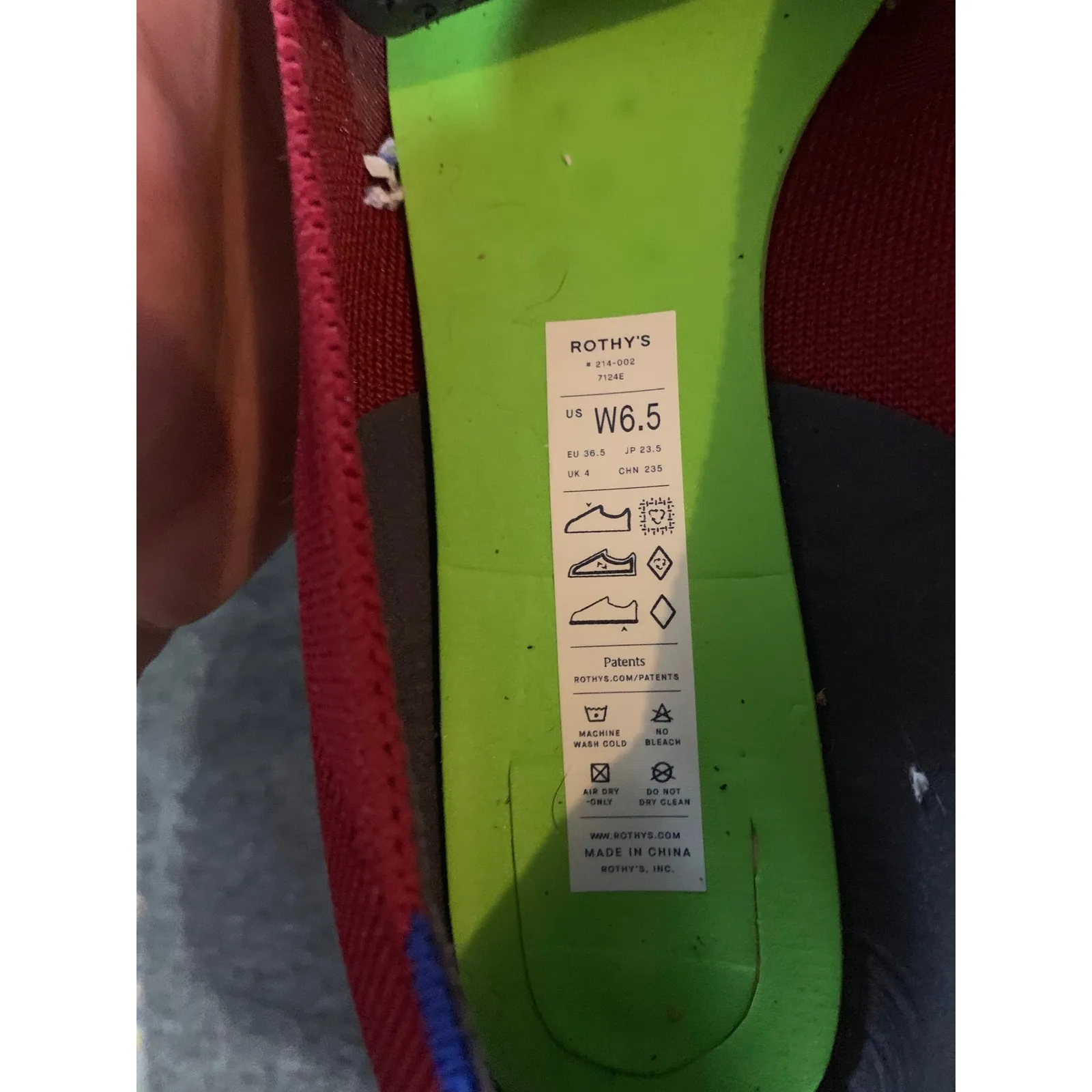 Rothys The Point Red Knit Pointed Toe Flats Women US W 6.5 EU 36.5 - Image 5