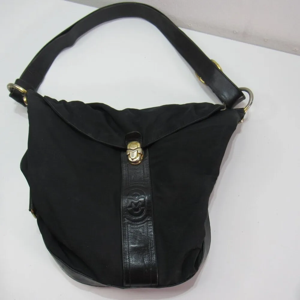 Marino Orlandi Shoulder Sling Bucket Bag Black Italian Leather Boho Y2K Grunge - Image 8