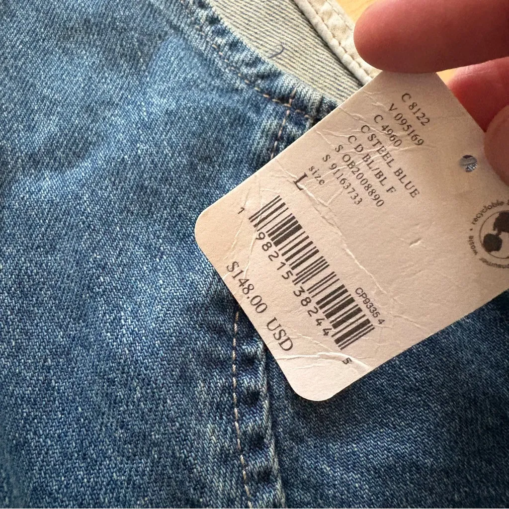 FREE PEOPLE WE THE FREE Denim Amina Wide-Leg One-Piece Jumpsuit Size Large NWT - Image 5