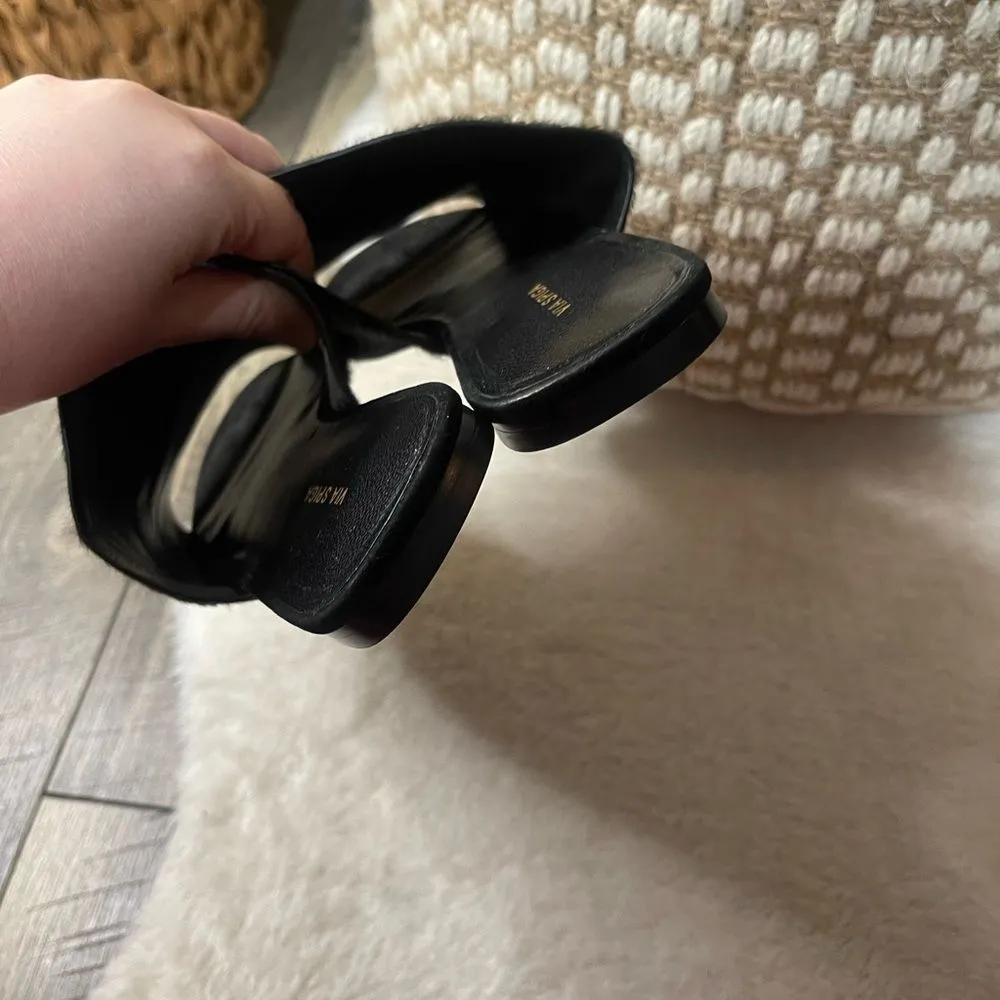 Via Spiga Black Genuine Real Fur Slides Flats Sandals 8M - Image 7