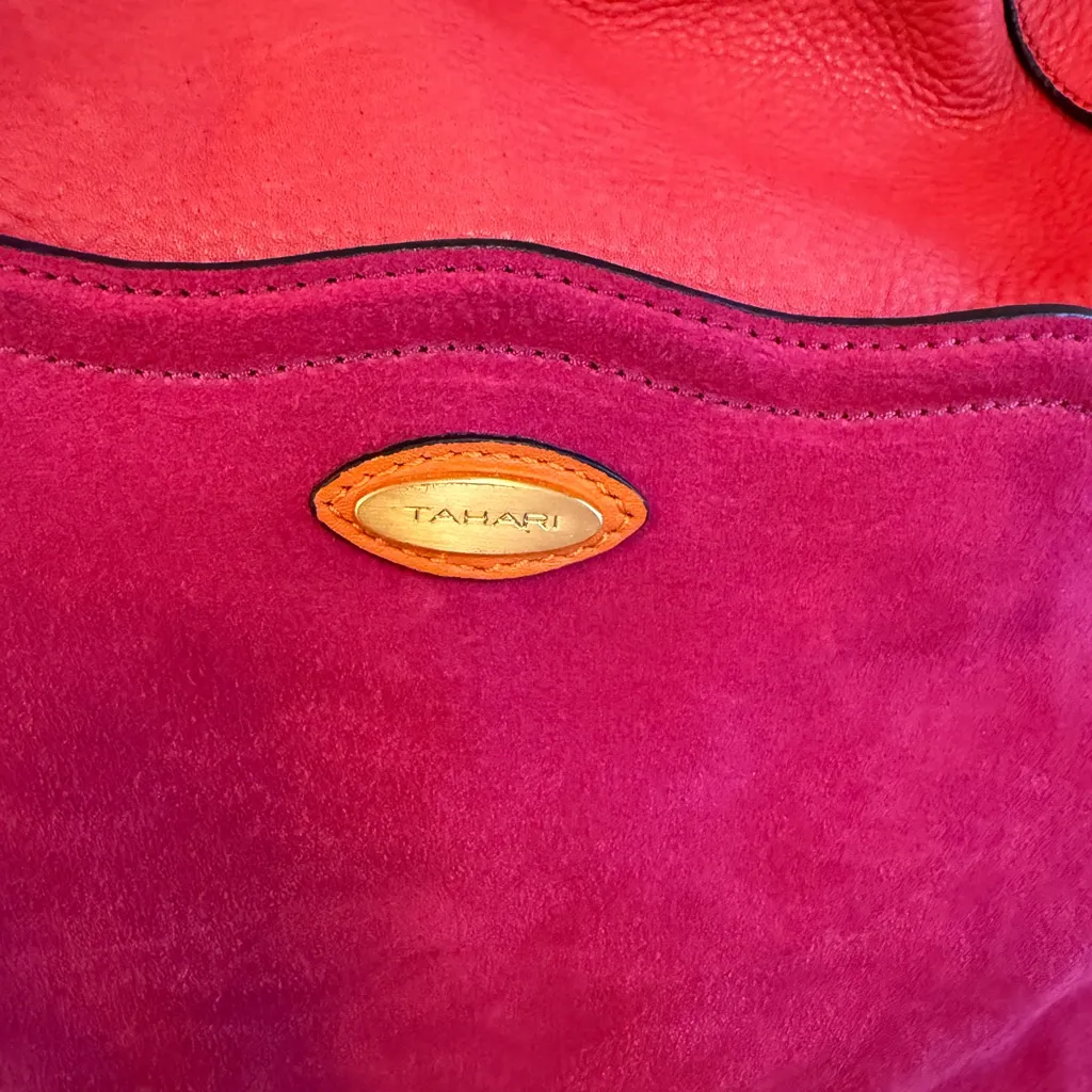 Tahari Pink and Red Hobo Bag - Image 3
