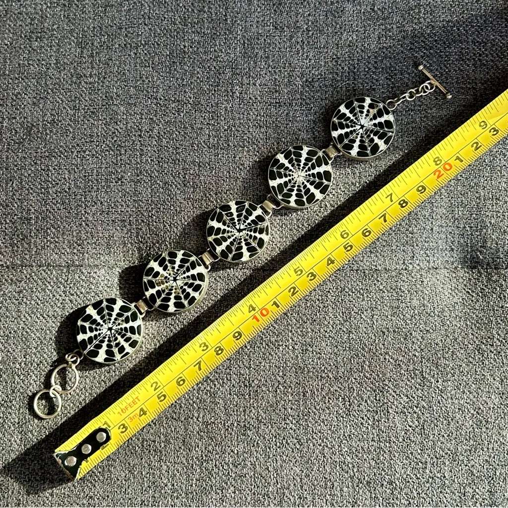 Vintage, 925 SS Spider Shell, Adjustable Barbell Loop Bracelet, 9 in - Image 7