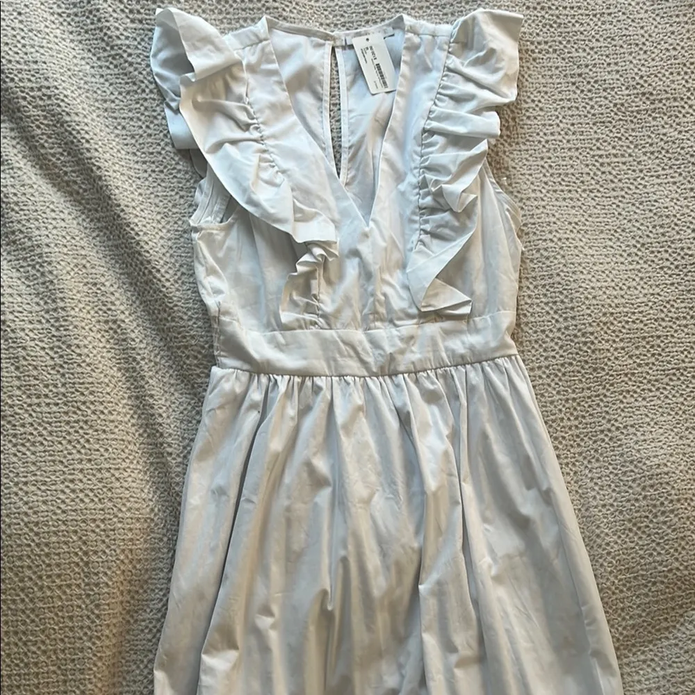 White Maxi Ruffle Poplin Dress - Image 2