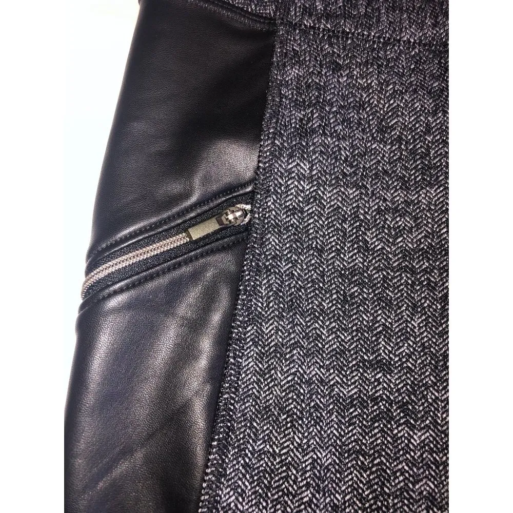 Athleta Size M Legging Luxe Herringbone Metro Drifter Faux Leather Pockets Black - Image 8