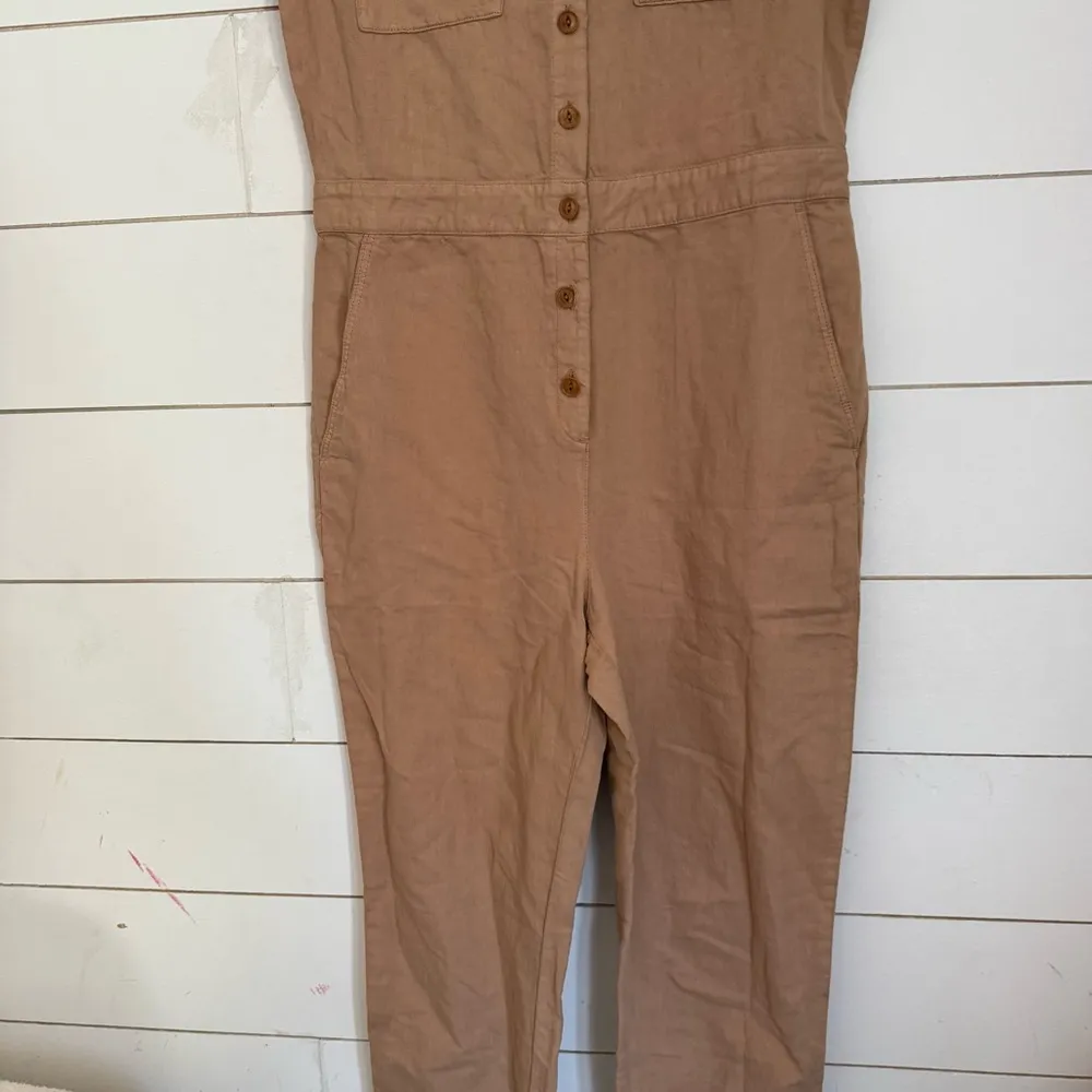 Outerknown S.E.A. Suit S Sand Brown Organic Cotton Linen Jumpsuit Coveralls New - Image 9