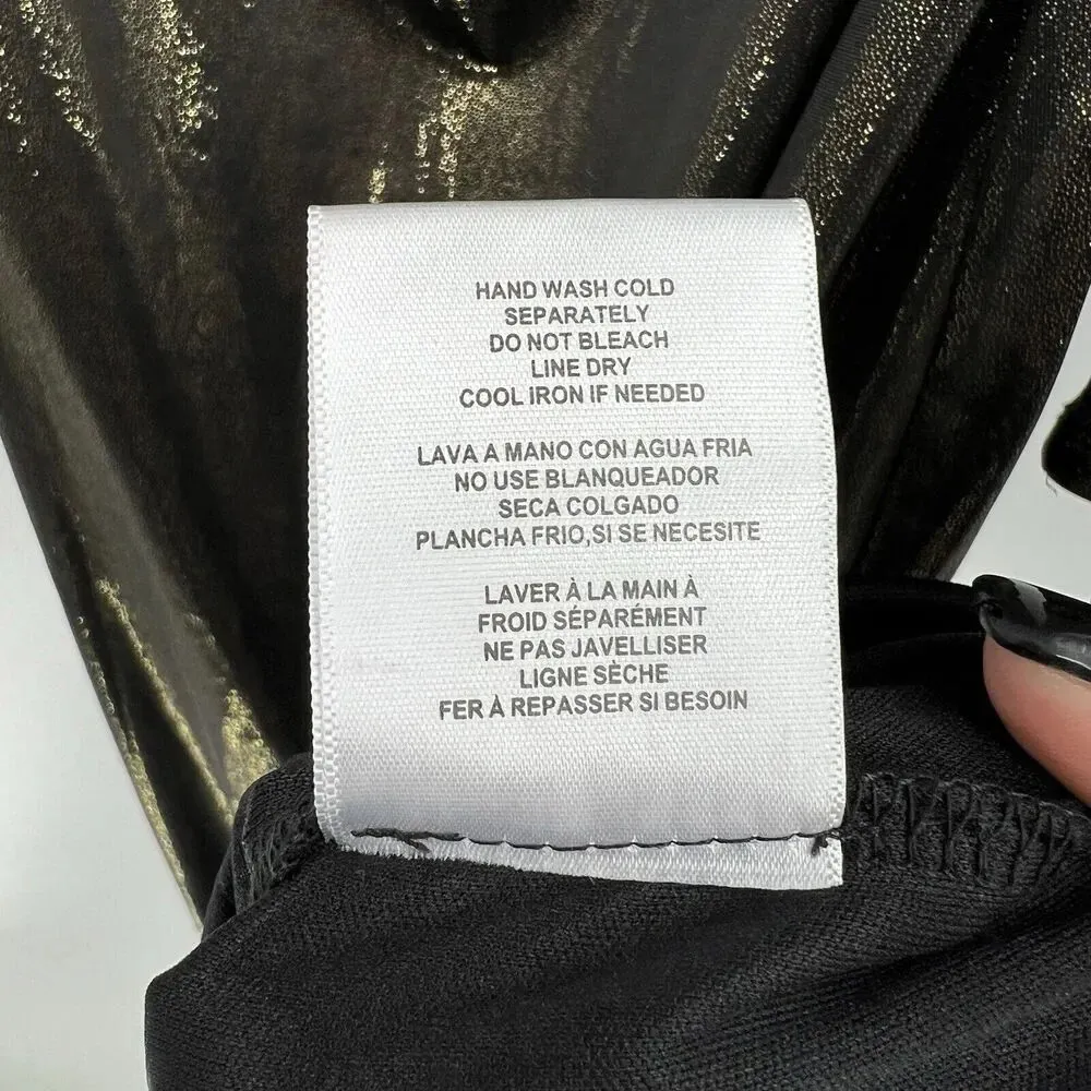 NSR Long Sleeves Metallic Midi Dress Gold Bronze Cut Out Cocktail‎ Size Medium - Image 11